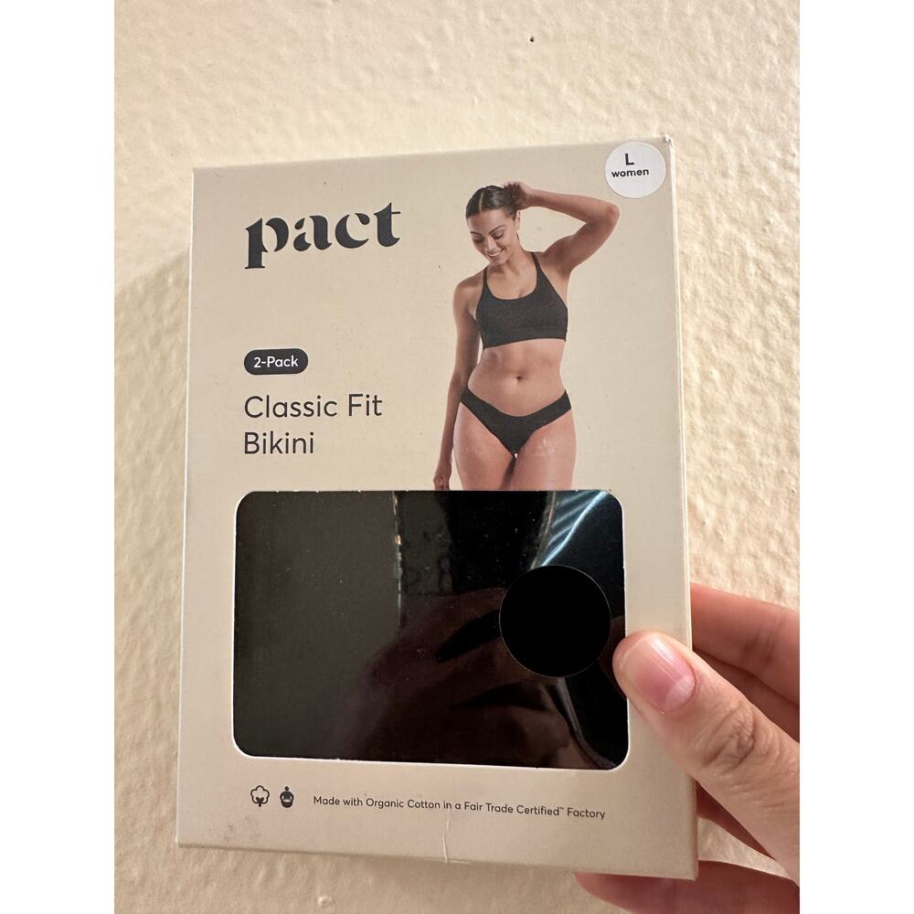 NWT Pact Sz L Organic Cotton Bikini Classic Fit Panties W/ High Cut Leg 2 Pack - Picture 5 of 7
